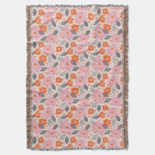 Cute Retro Floral Pattern Throw Blanket