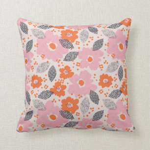 Cute Retro Floral Pattern Throw Pillow