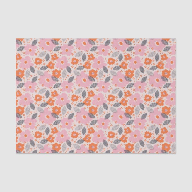 Cute Retro Floral Pattern Tissue Paper (Front)