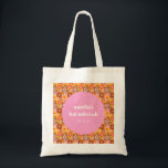 Cute Retro Floral Pink Orange Bat Mitzvah Custom Tote Bag<br><div class="desc">Cute Retro Groovy Floral Pink Orange Bat Mitzvah Custom Tote Bag</div>