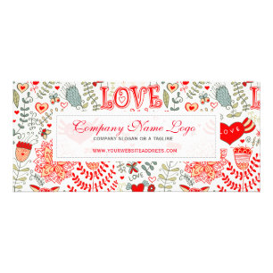 Cute Retro Floral Valentines Design Rack Card