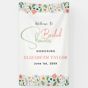 Cute Retro Flower Bridal Shower  Banner