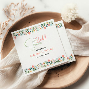Cute Retro Flower Bridal Shower Napkin