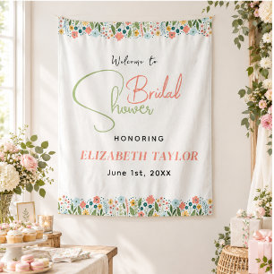 Cute Retro Flower Bridal Shower  Tapestry