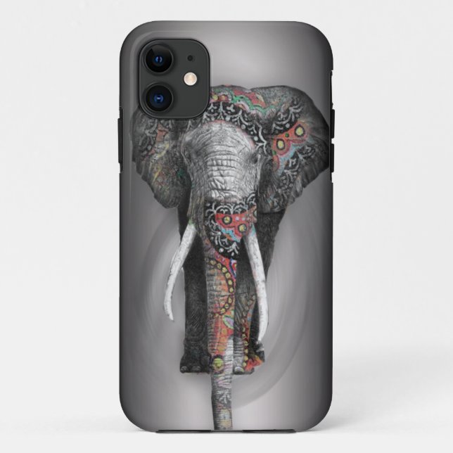 Cute Retro Flower Elephant Case-Mate iPhone Case (Back)
