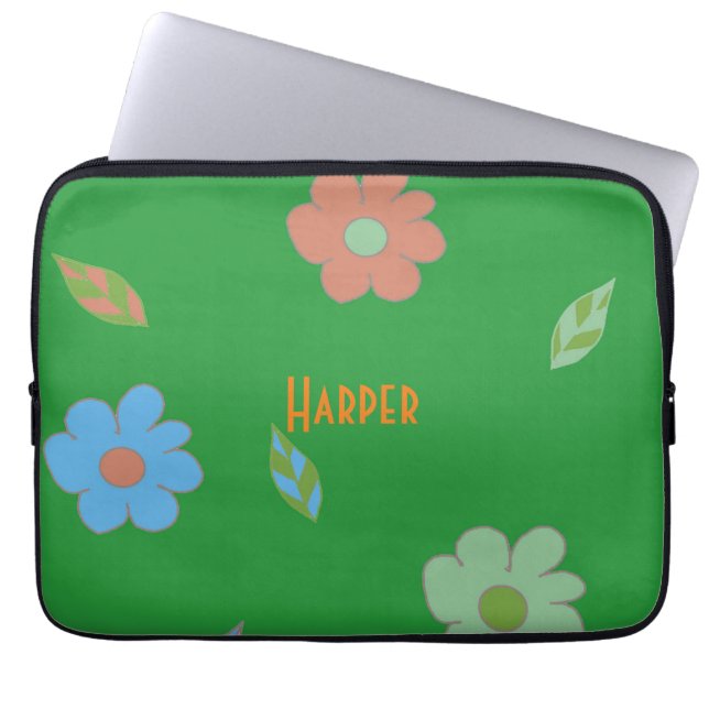 Cute Retro Flower Laptop Sleeve (Front)