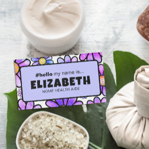 Cute Retro Flowers Hello My Name Is Nurse Magnetic Tag