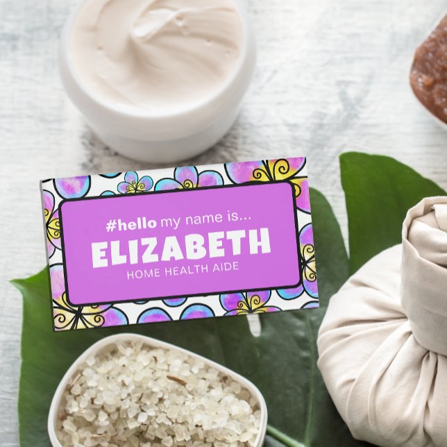 Cute Retro Flowers Hello My Name Is Nurse Magnetic Tag (Creator Uploaded)