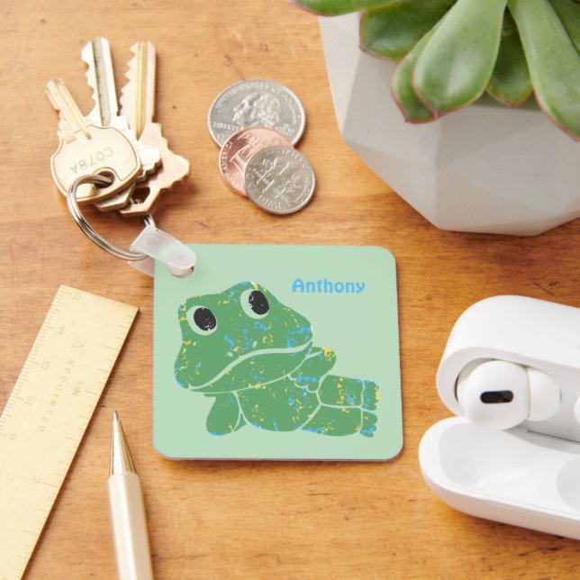 Cute Retro Frog Graphic Personalized Keychain (Desk)