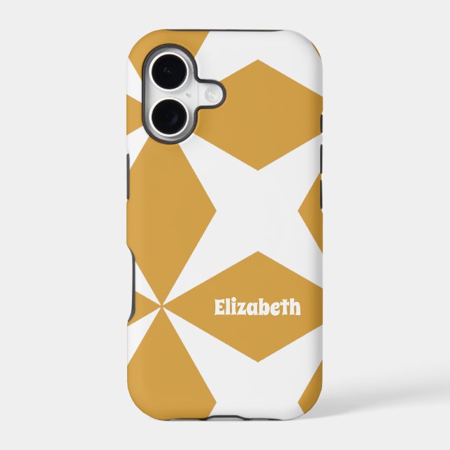 Cute Retro Geometric Pattern Custom Name Yellow (Back)