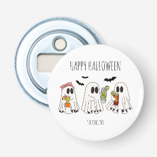 Cute Retro Ghost and Cocktails Happy Halloween Bottle Opener