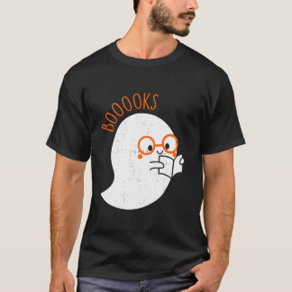 Cute Retro Ghost Book Reading Book Lovers Funny Ha T-Shirt