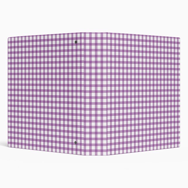 Cute Retro Gingham Plaid Purple Pattern Binder (Background)