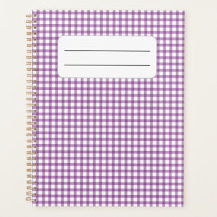 Cute Retro Gingham Plaid Purple Pattern Planner