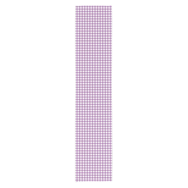 Cute Retro Gingham Plaid Purple Pattern Short Table Runner (Front)