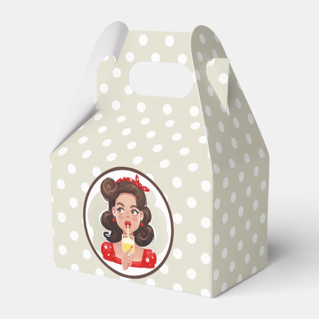Cute Retro Girl Cocktail Favour Box (Front Side)