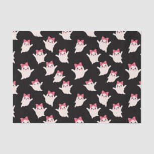 Cute Retro Girl Ghost with Pink Hair Bow Tissue Paper