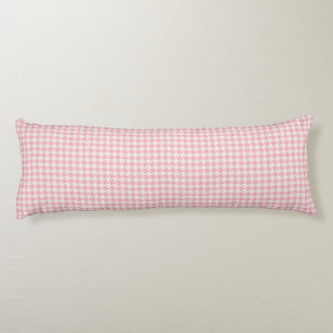 Cute retro girly pastel pink houndstooth pattern body pillow