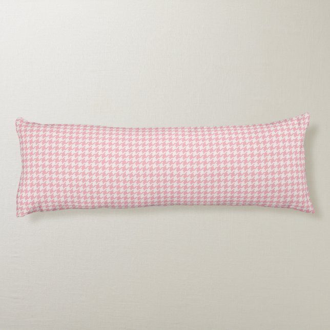 Cute retro girly pastel pink houndstooth pattern body pillow (Back)