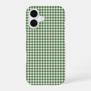 Cute Retro Green Gingham Plaid Pattern iPhone 16 Case