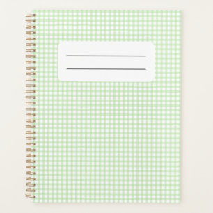 Cute Retro Green Gingham Plaid pattern Planner