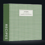 Cute Retro Green Gingham Plaid Personalized Recipe Binder<br><div class="desc">Cute Retro Green Gingham Plaid Pattern Personalized Recipe Binder</div>