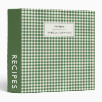 Cute Retro Green Gingham Plaid Personalized Recipe