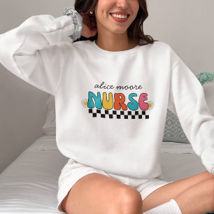 Cute Retro Groovy Colourful Nurse Sweatshirt