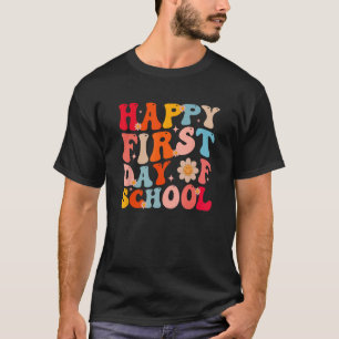 Cute Retro Groovy Happy First Day Of School Teache T-Shirt