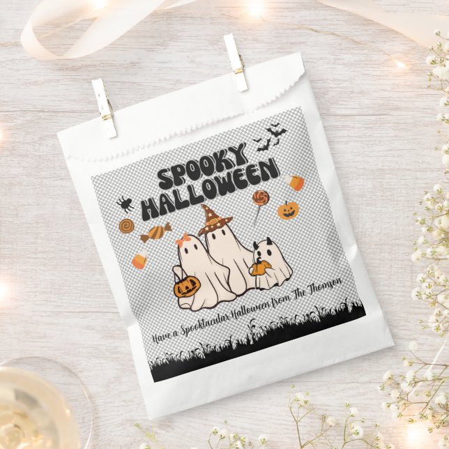 Cute Retro Groovy Spooky Ghost Favour Bag (Clipped)