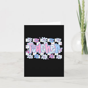 Cute Retro Groovy Teacher Flowers Back To School W Card