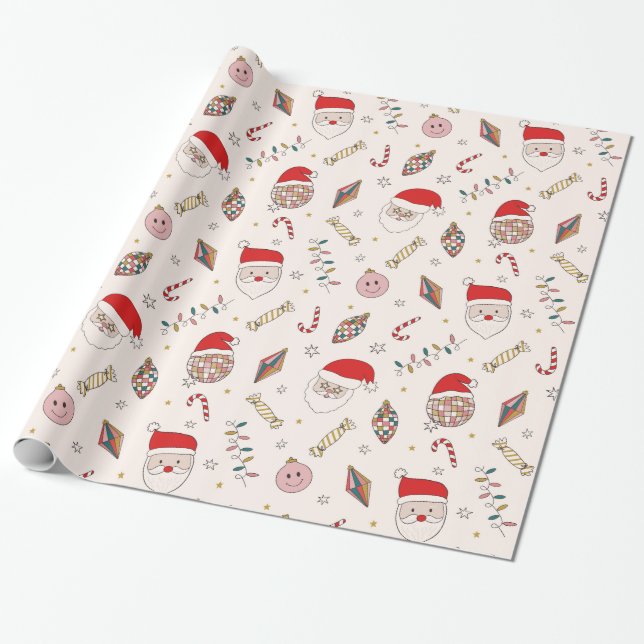 Cute Retro Groovy Wrapping Paper (Unrolled)