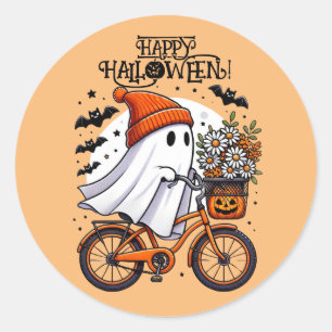 Cute Retro Halloween Ghost Fall  Classic Round Sticker