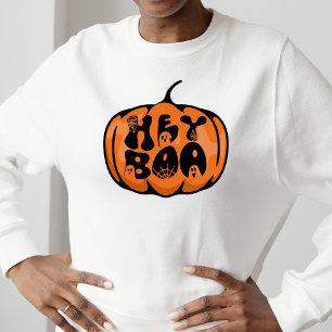 Cute Retro Halloween Hey Boo Pumpkin Ghost Sweatshirt
