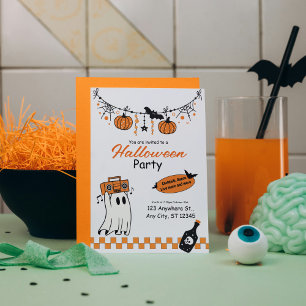Cute Retro Halloween   Invitation