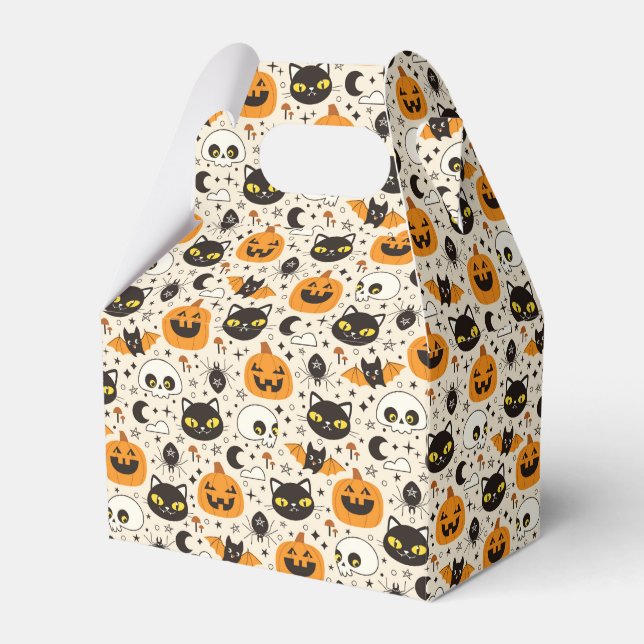 Cute Retro Halloween Pattern Favor Box (Front Side)