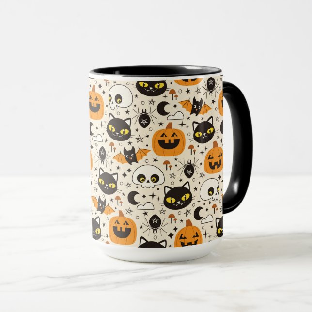 Cute Retro Halloween Pattern Mug (Front Right)