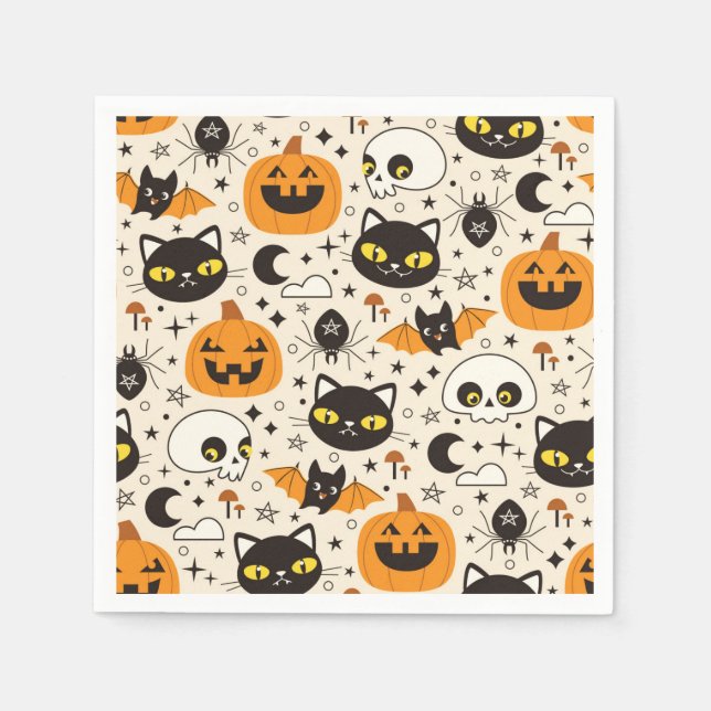 Cute Retro Halloween Pattern Napkin (Front)