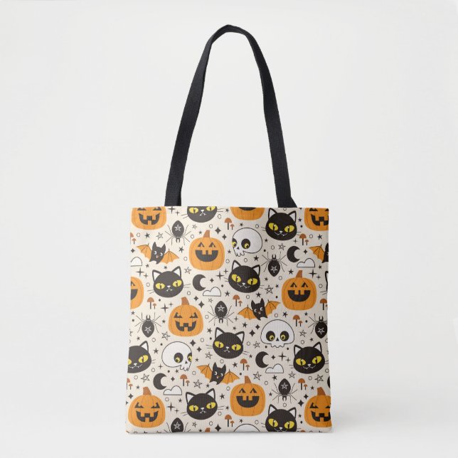 Cute Retro Halloween Pattern Tote Bag (Front)