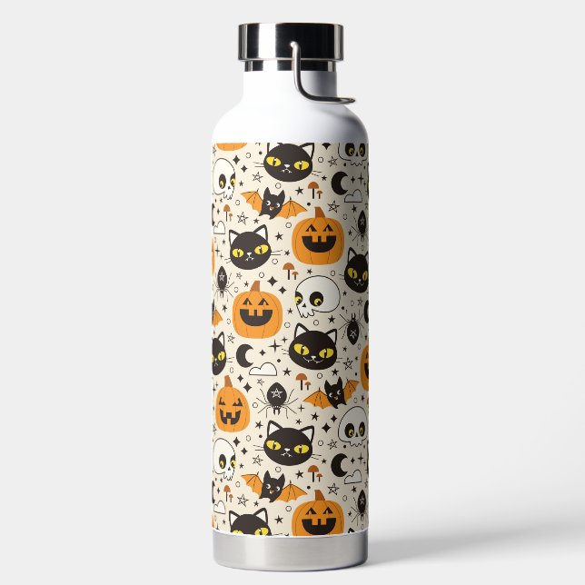 Cute Retro Halloween Pattern Water Bottle (Left)