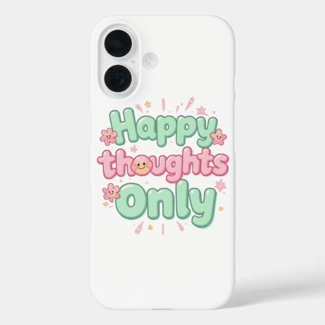 Cute Retro "Happy Thoughts Only" Case-Mate iPhone Case (Back)