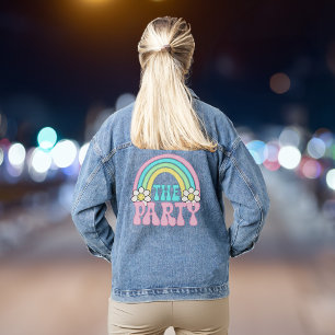 Cute Retro Hippie Flower Bachelorette Party Denim Jacket
