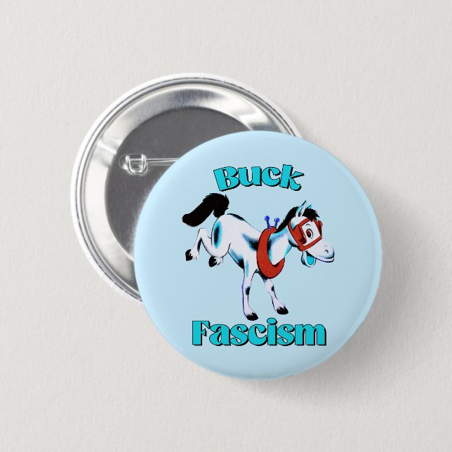 Cute Retro Horse - Buck Fascism 2 Inch Round Button (Front & Back)