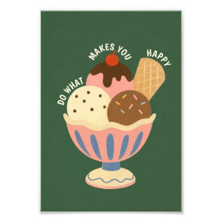 Cute Retro Ice Cream Sundae Photo Enlargement Print