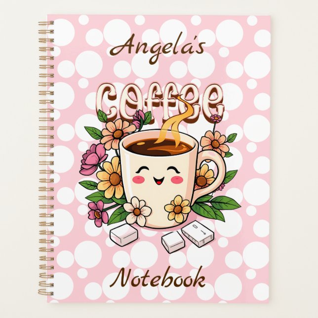 Cute Retro Kawaii Café et Fleurs Personnalisé (Devant)