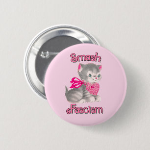Cute Retro Kitten - Smash Fascism 2 Inch Round Button