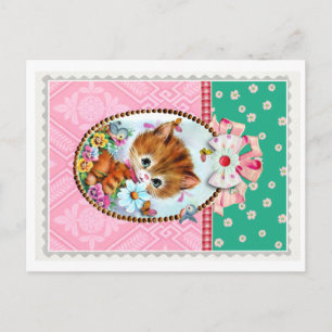 Cute Retro Kitty Postcard