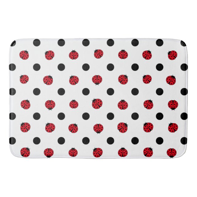 Cute retro ladybug pattern  bath mat (Front)