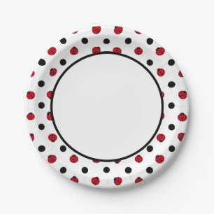 Cute retro ladybug pattern  paper plate