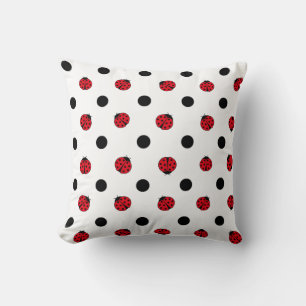 Cute retro ladybug pattern  throw pillow
